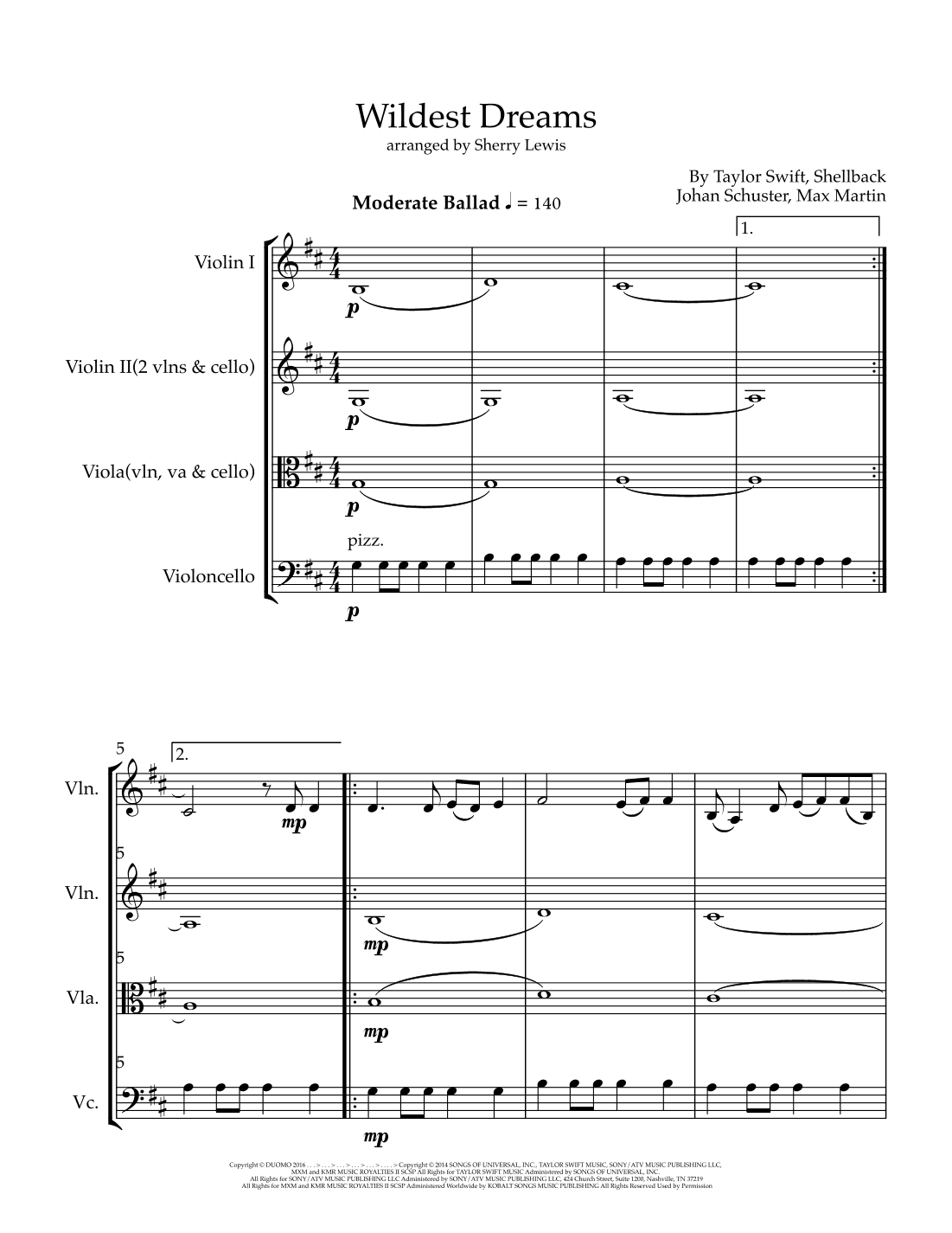 Wildest Dreams (arr. Sherry Lewis)