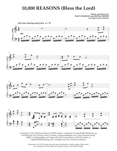 10,000 Reasons (bless The Lord) (arr. Ken Barker)
