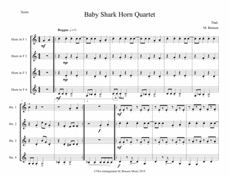 Baby Shark Horn Quartet (Easy Version) (arr. Mike Benson)