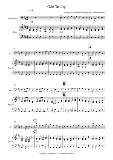 Ode to Joy for Cello and Piano (arr. David Burndrett)