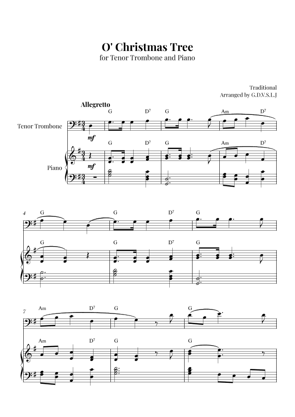 O' Christmas Tree (arr. G.D.V.S.L.J)