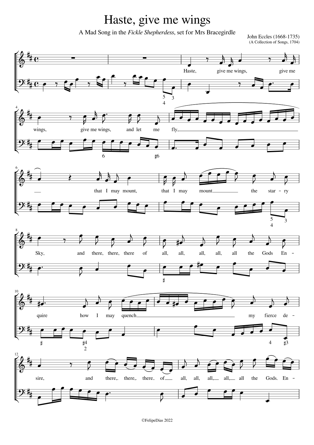 Haste, give me wings (arr. Early Music Scores)