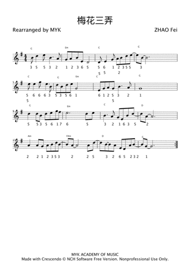 Mei Hua San Nong (梅花三弄) - Plum Blossom Melodies (arr. MYK)