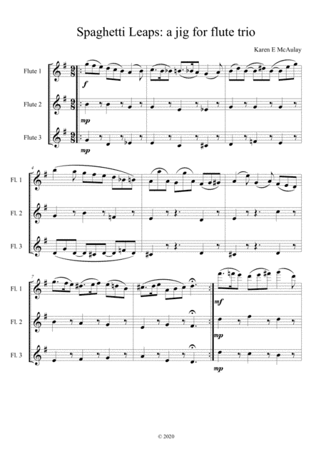 Spaghetti Leaps - for flute trio
