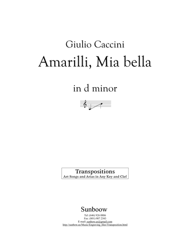 Caccini: Amarilli, mia bella (transposed to d minor) (arr. Sunbow)