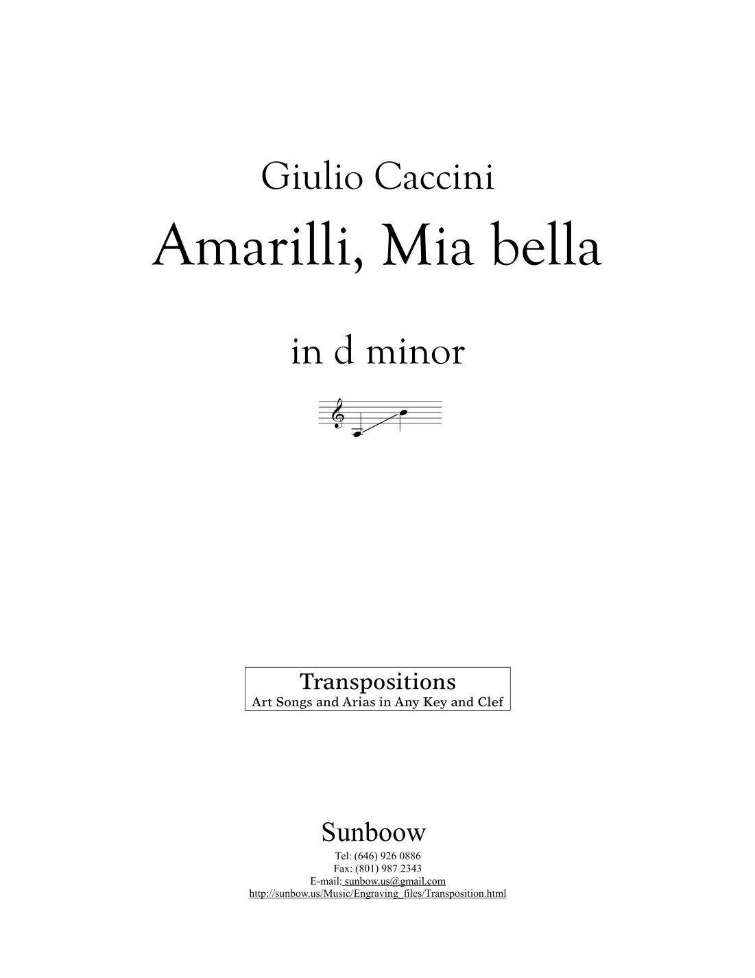 Caccini: Amarilli, mia bella (transposed to d minor) (arr. Sunbow)