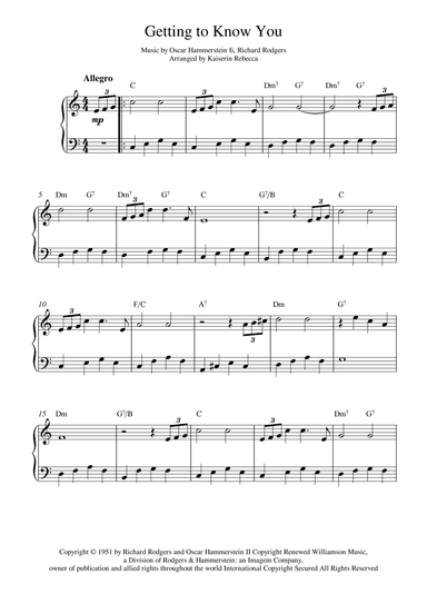 Getting To Know You (arr. Kaiserin Rebecca)