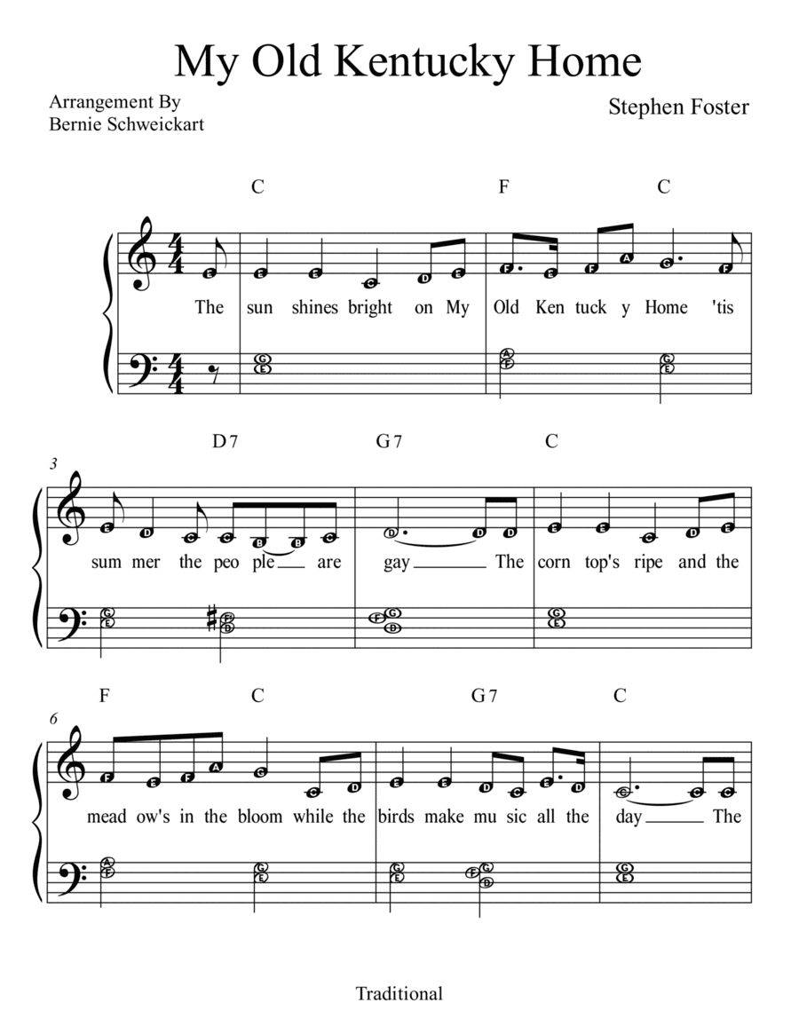 My Old Kentucky Home BIG NOTE VERSION (arr. Bernie Schweickart)