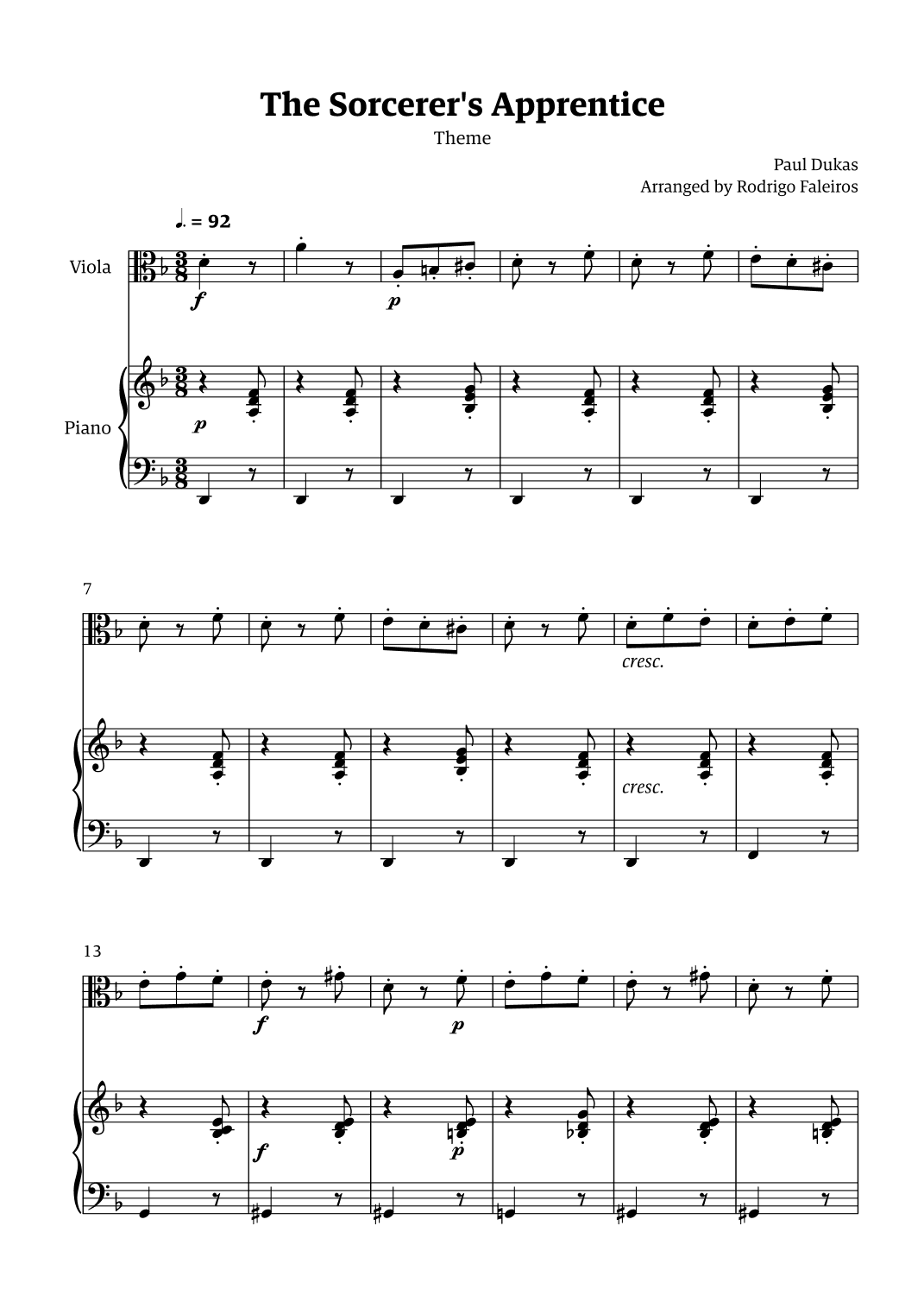 The Sorcerer's Apprentice theme (arr. Rodrigo Faleiros)