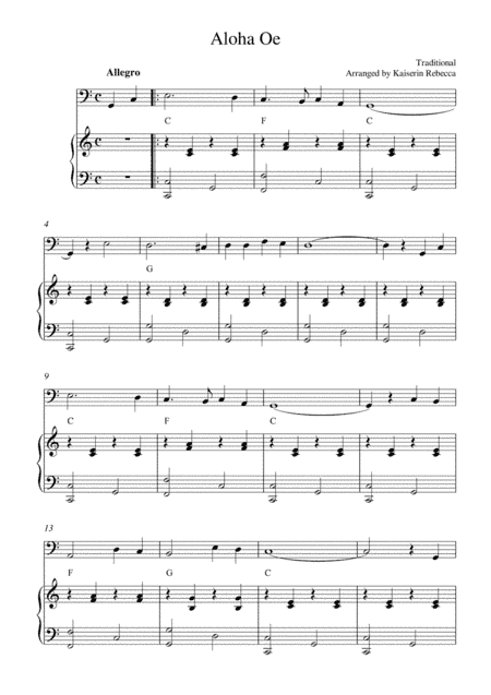 Aloha Oe (arr. Kaiserin Rebecca)