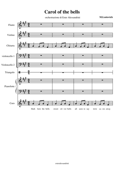 Carol of the bells. Only Score (arr. Ester Alessandrini)