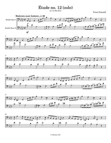 Franz Simandl Étude no. 12 in Ab Major (Modeato assai Andante) for Two Double Basses (arr. M. Kim)
