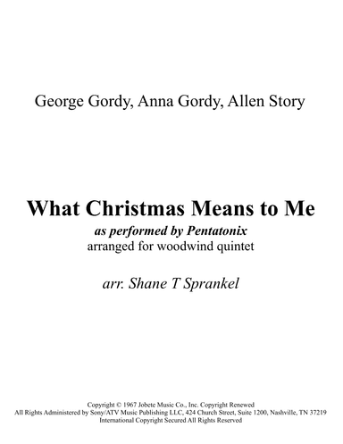 What Christmas Means To Me (arr. Shane T Sprankel)