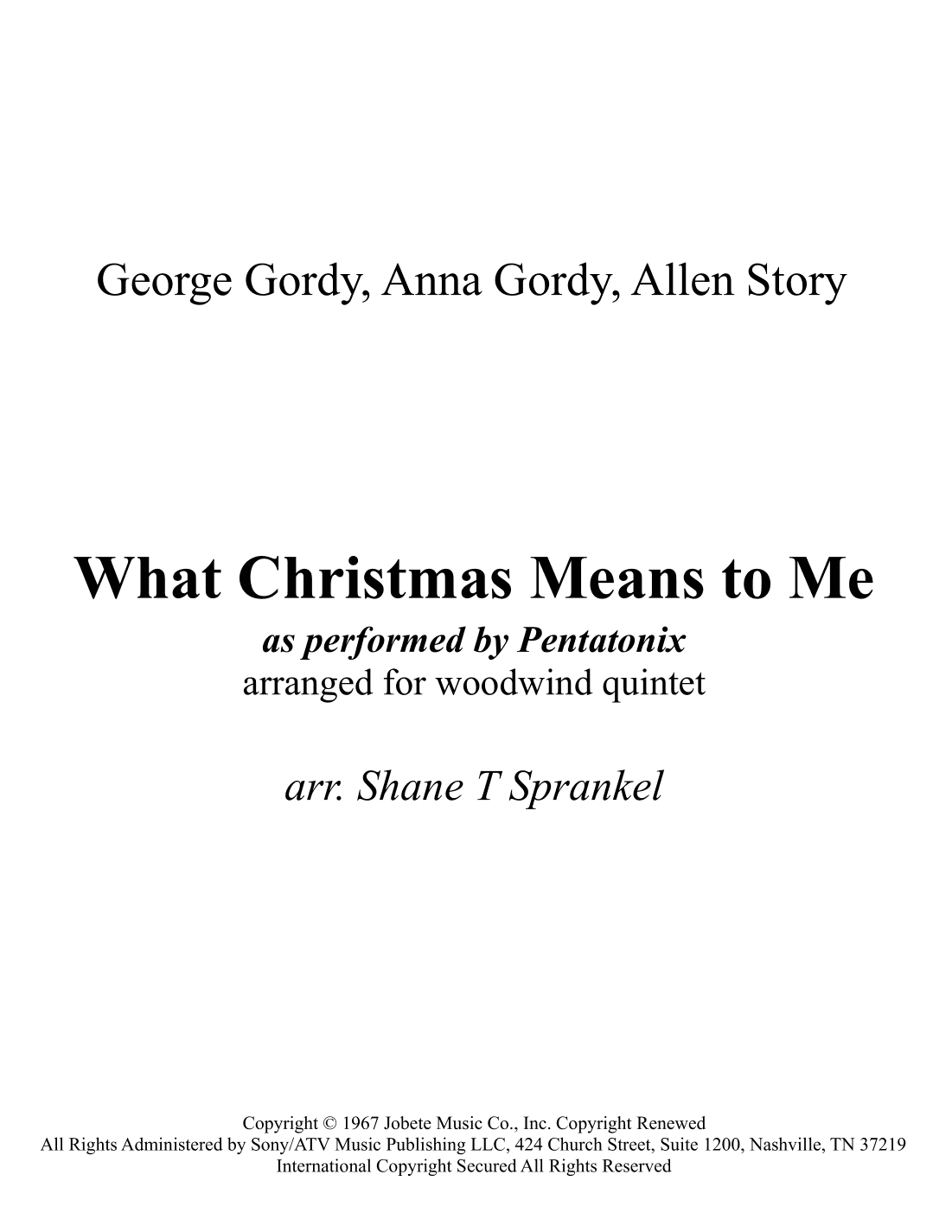 What Christmas Means To Me (arr. Shane T Sprankel)
