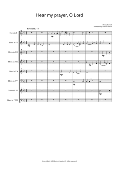 Hear my prayer, O Lord (for Horn Octet) (arr. Robert Newth)