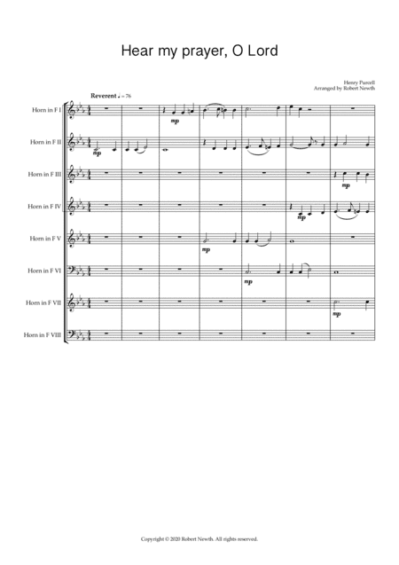 Hear my prayer, O Lord (for Horn Octet) (arr. Robert Newth)