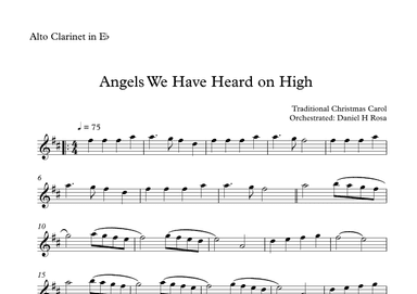 Angels We Have Heard on High  - Gloria in excelsi Deo - Easy Eb Alto Clarinet (arr. Daniel H Rosa)
