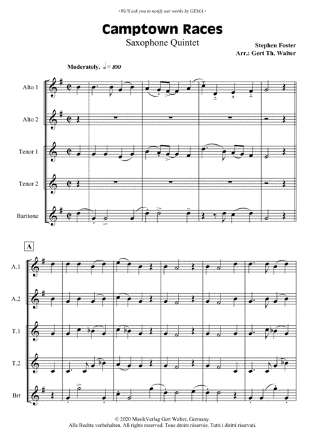 Camptown Races (arr. Gert Th. Walter)