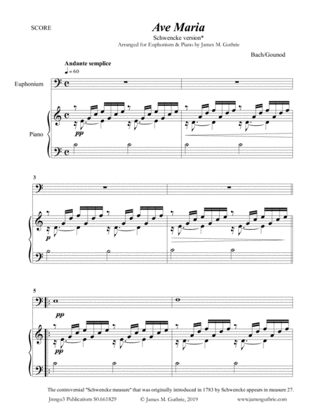 Bach-Gounod: Ave Maria, Schwencke version for Euphonium & Piano (arr. James M. Guthrie, ASCAP)