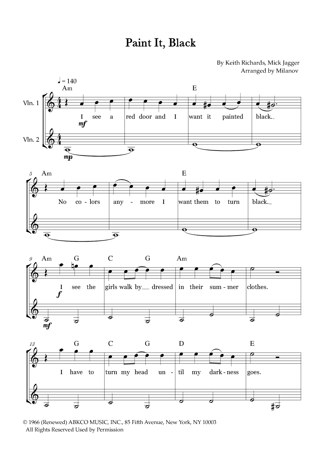 Paint It, Black (arr. Milanov)