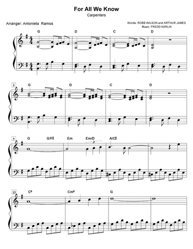 For All We Know (arr. Antonieta Ramos Valverde)