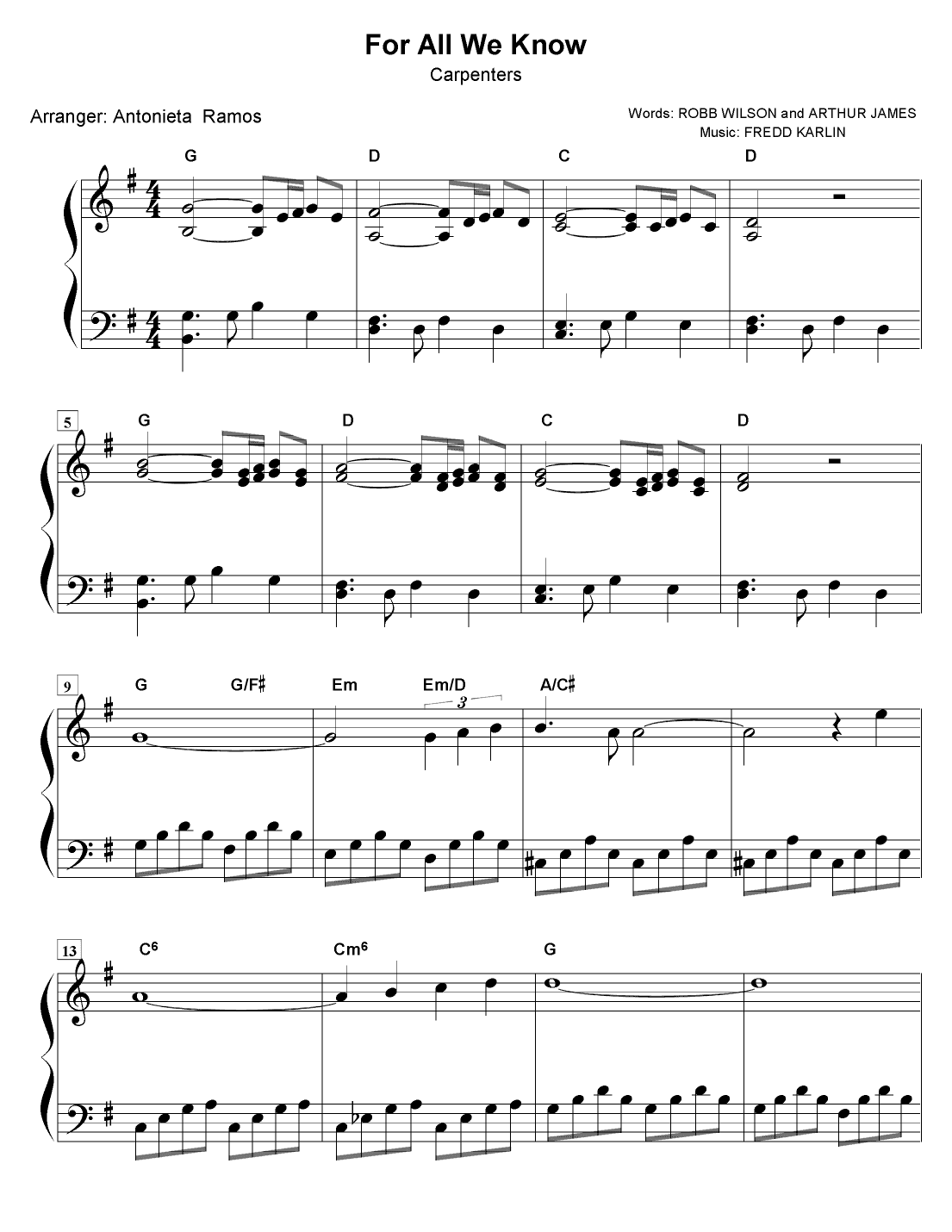 For All We Know (arr. Antonieta Ramos Valverde)