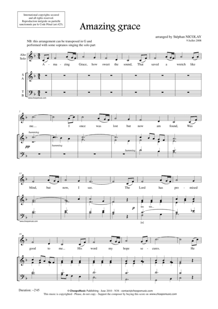 Amazing Grace (arr. Stephan NICOLAY)