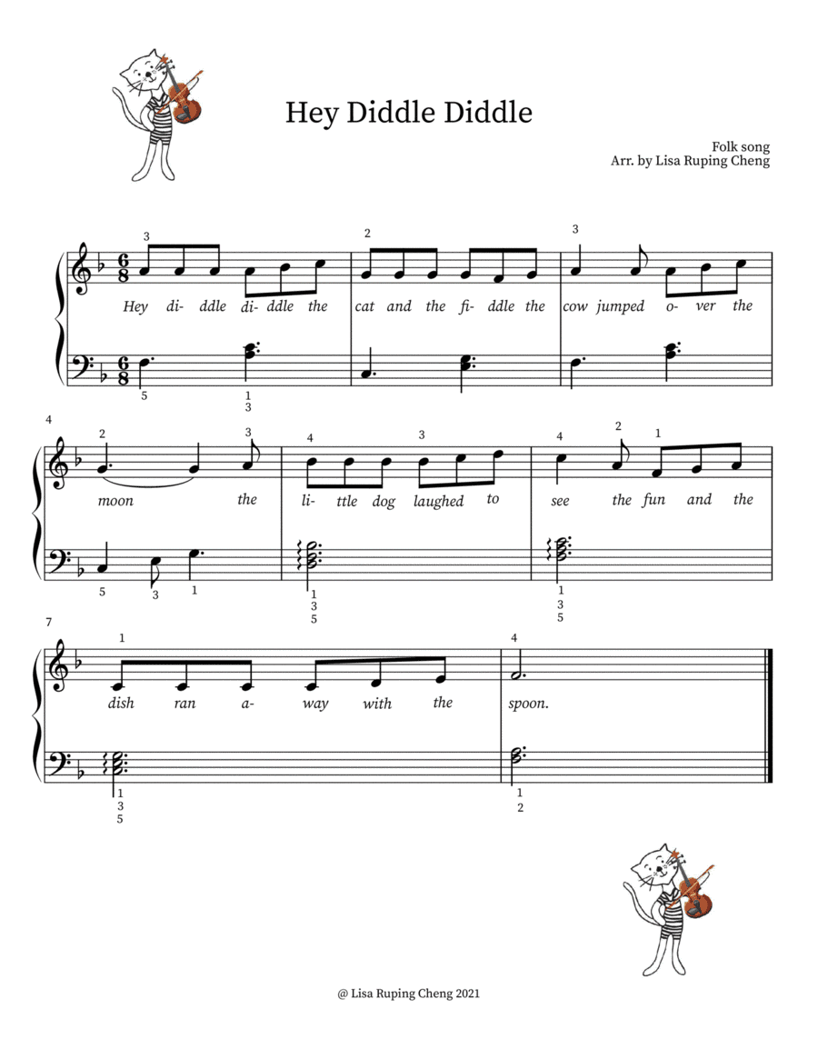 Hey Diddle Diddle (Beginner to Level 1) (arr. Lisa Ruping Cheng)