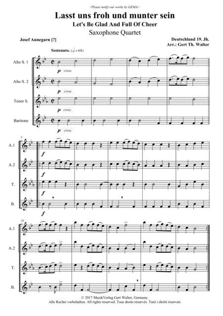 Let's Be Glad And Full Of Cheer (arr. Gert Th. Walter)
