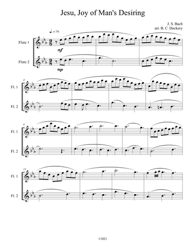 Jesu, Joy of Man's Desiring (Flute Duet) (arr. B. C. Dockery)