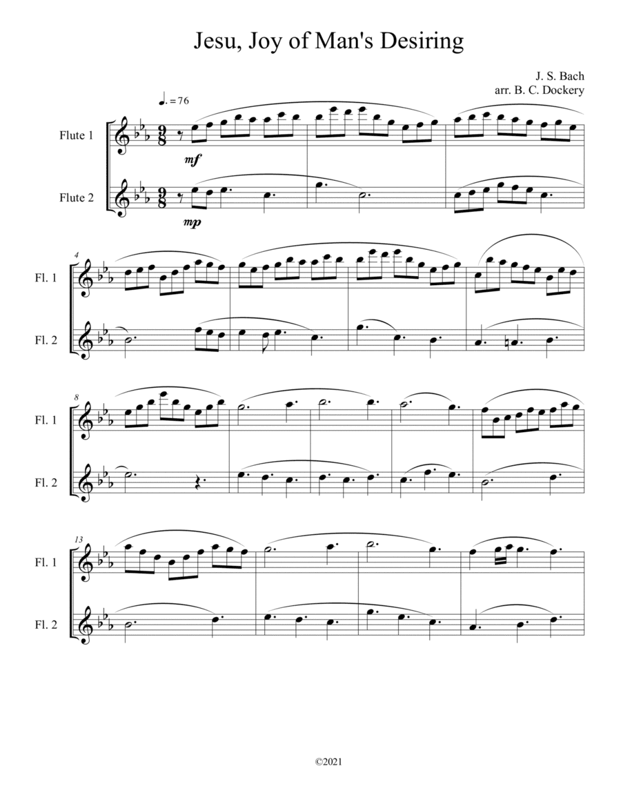 Jesu, Joy of Man's Desiring (Flute Duet) (arr. B. C. Dockery)