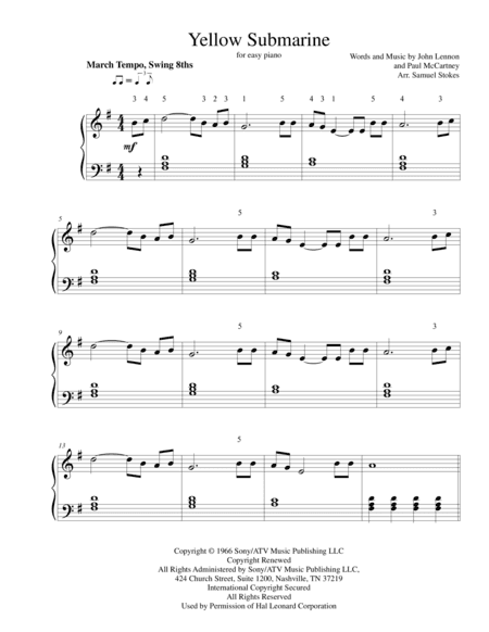 Yellow Submarine (arr. Samuel Stokes)