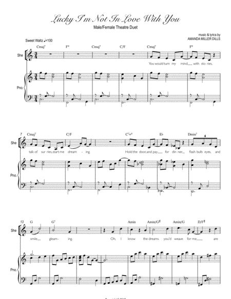 Lucky I'm Not in Love With You -- M/F Musical Theatre Duet