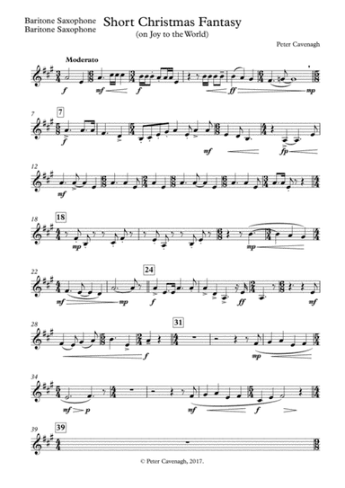 A short Christmas Fantasy (on Joy to the World) for Saxophone Quintet 2017 Holiday Contest Entry (arr. Peter Cavenagh)