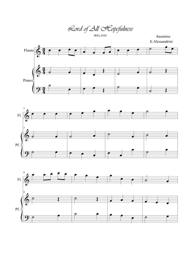 Lord of all hopefulness. Flute and piano (arr. Ester Alessandrini)