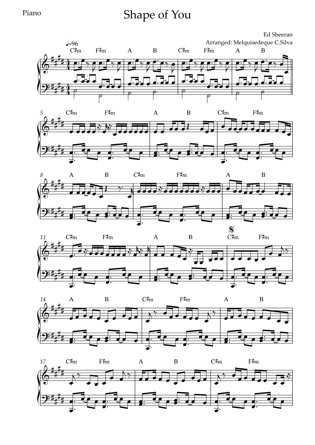 Shape Of You (arr. Melquisedeque C.Silva)