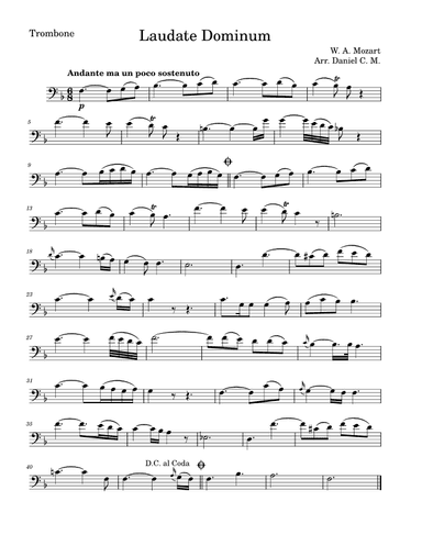 Laudate Dominum for trombone (arr. Daniel C. M.)