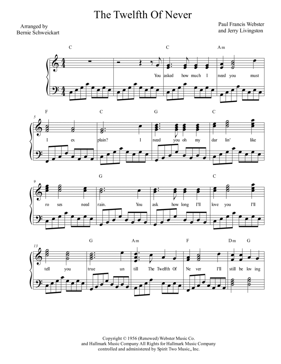 The Twelfth Of Never (arr. Bernie Schweickart)