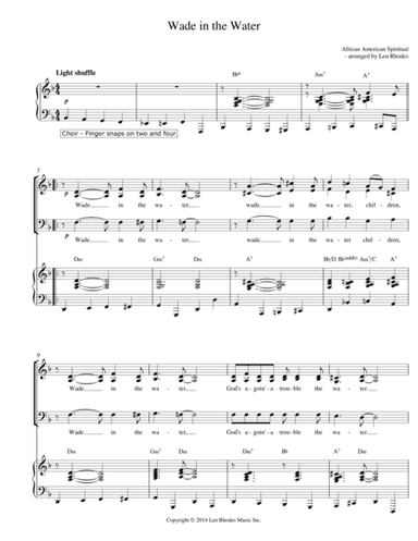 Wade in the Water - for SAB Choir and Piano (arr. Len Rhodes)