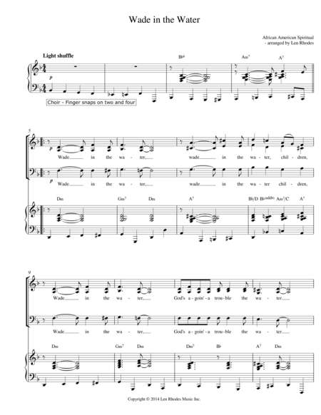 Wade in the Water - for SAB Choir and Piano (arr. Len Rhodes)