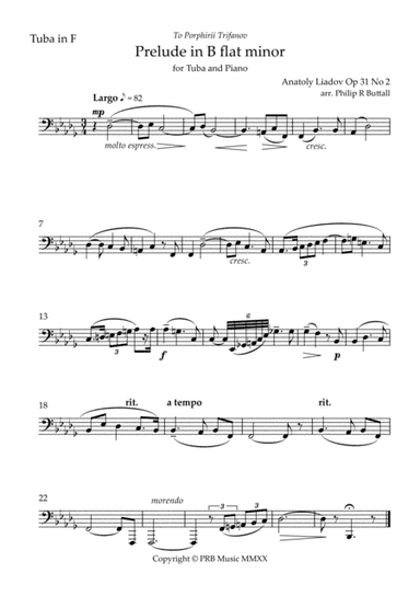 Prelude in B flat minor (Lyadov) - [Tuba in F] (arr. Philip R Buttall)