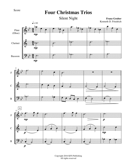 Four Christmas Trios - woodwind trio (arr. Kenneth D. Friedrich)