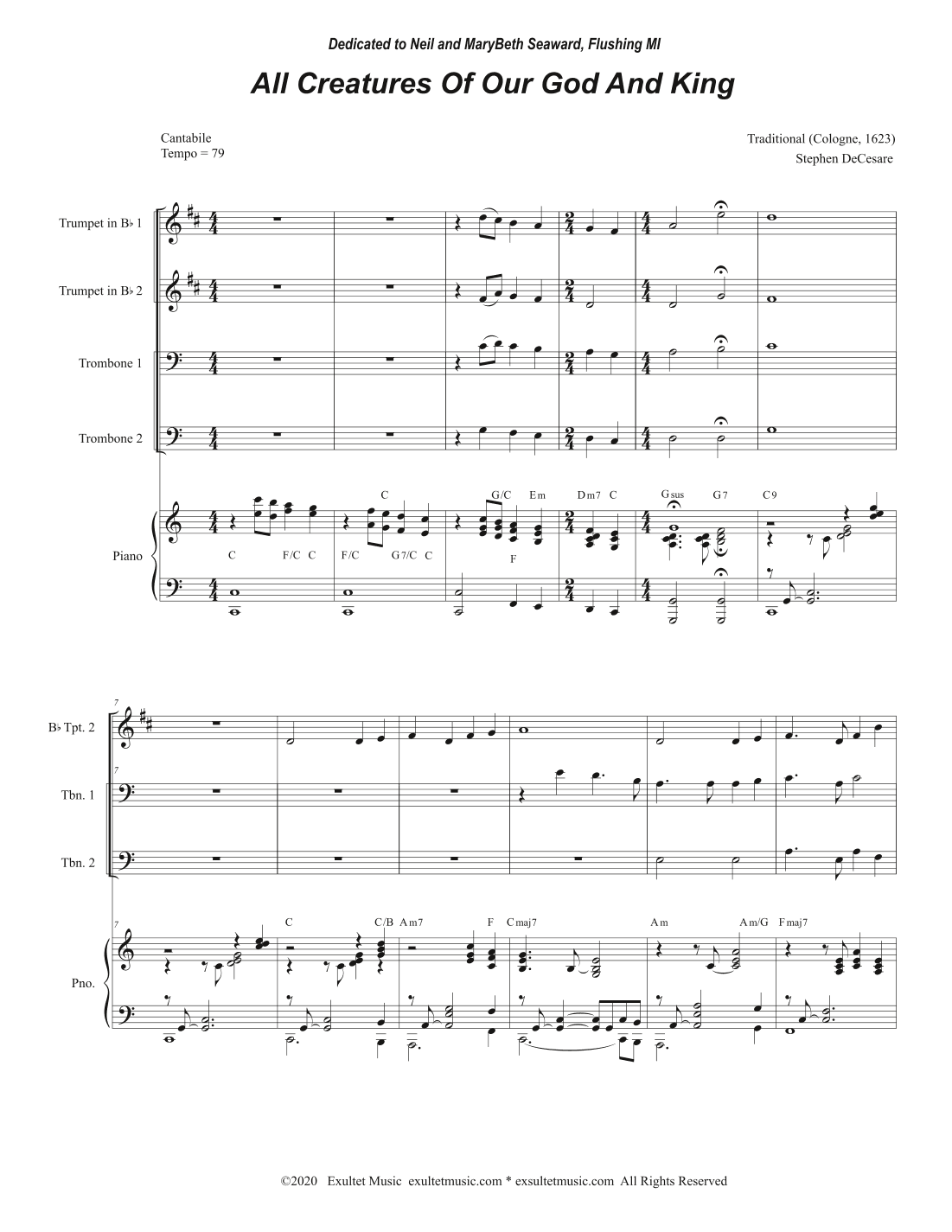 All Creatures Of Our God And King (Brass Quartet and Piano - Alternate Version) (arr. Stephen DeCesare)