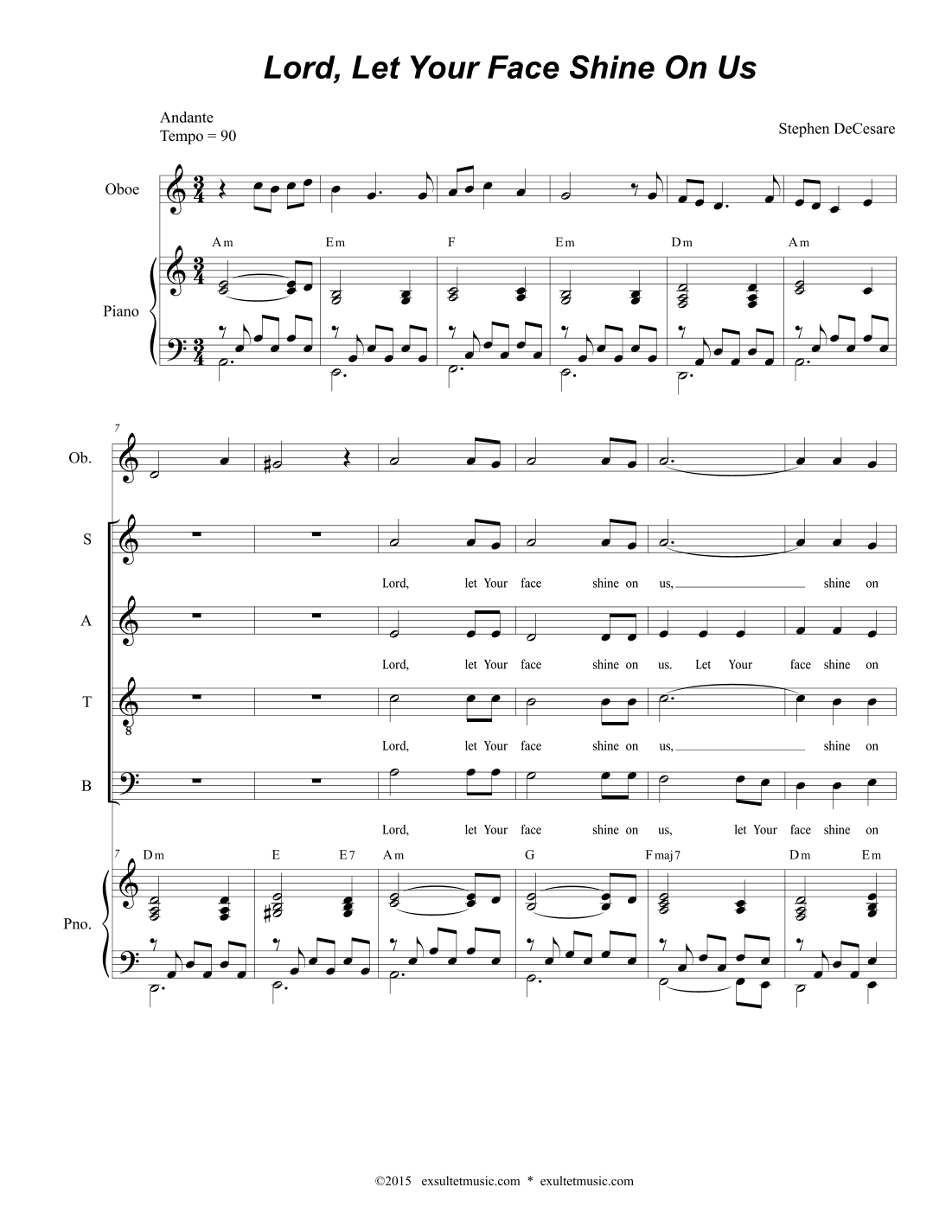 Lord, Let Your Face Shine On Us (Solo with SATB)