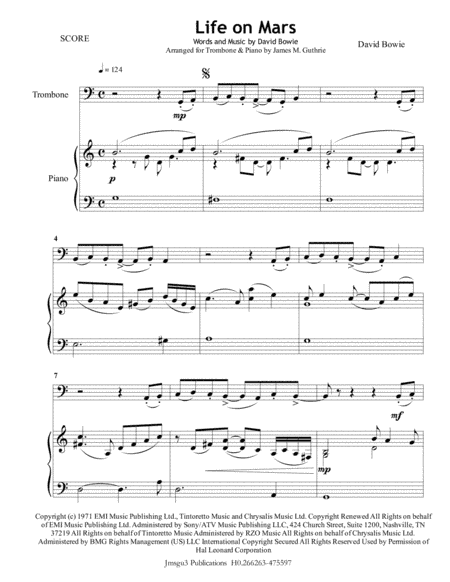 Life On Mars (arr. James M. Guthrie, ASCAP)