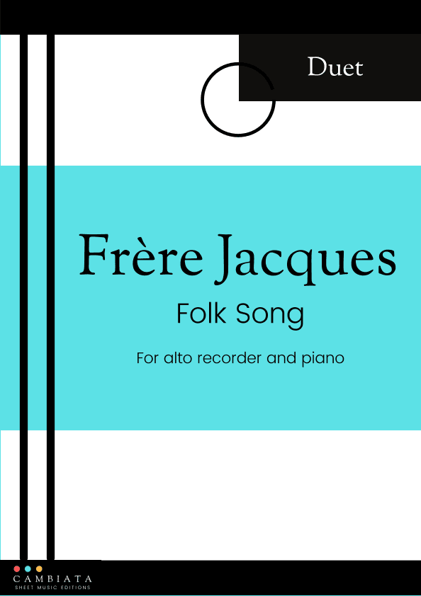 Frère Jacques - Solo alto recorder and piano accompaniment (Easy) (arr. Levy Nunes)