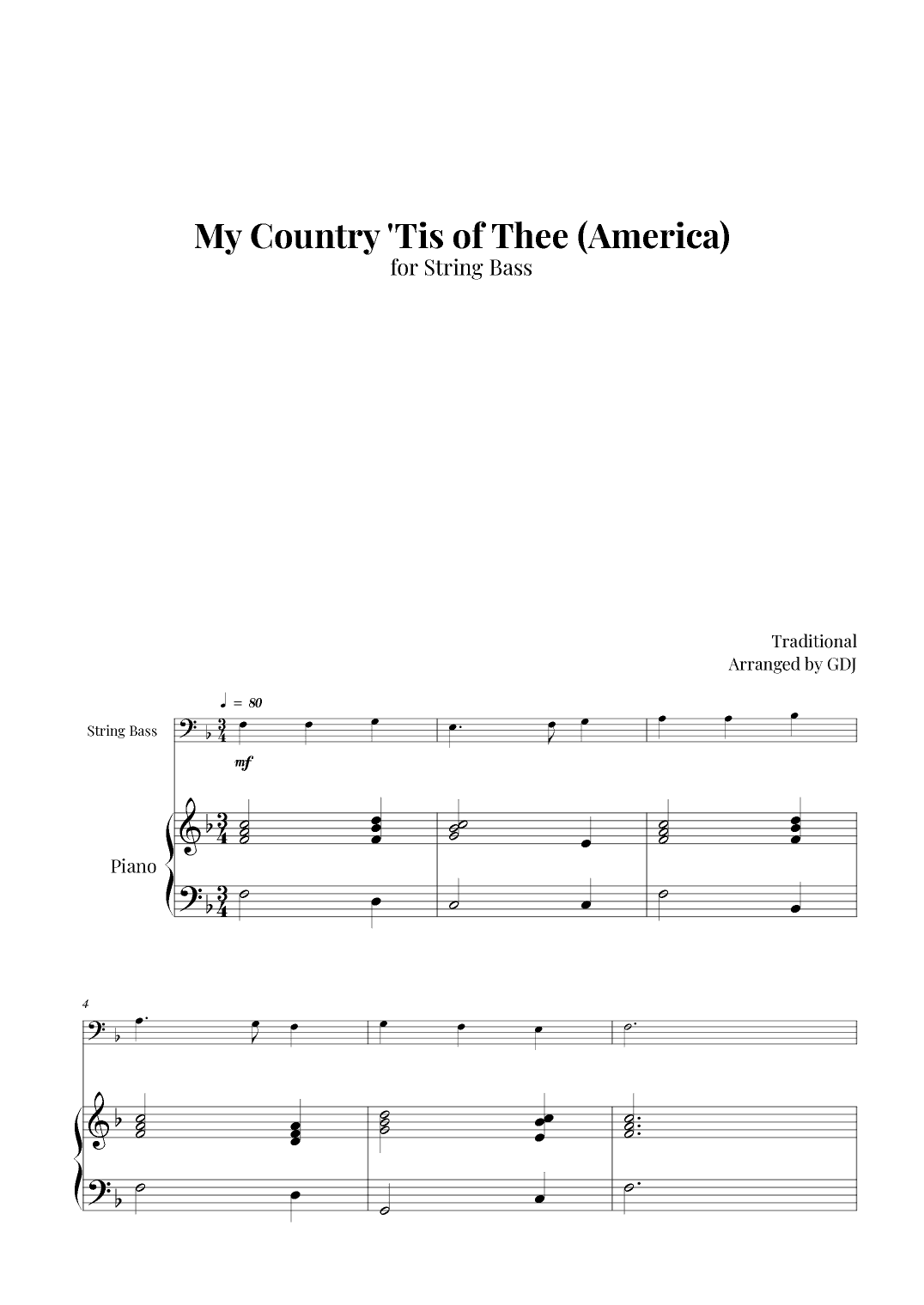 My Country 'Tis of Thee (America) (arr. GDJ)