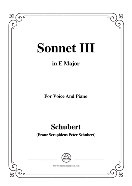 Schubert-Sonnet III,in E Major,for Voice&Piano (arr. MSM)