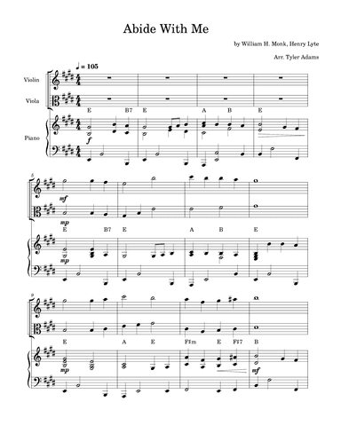 Abide With Me (Violin and Viola Duet with Piano) (arr. Tyler Adams)