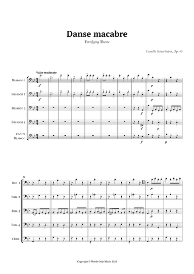 Danse Macabre by Camille Saint-Saens for Bassoon Quintet (arr. Ander)